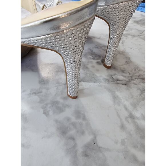 Women Sz 8 Rhinestone Formal Wedding Party Bling Prom Home Coming Strappy Heels - Picture 4 of 15
